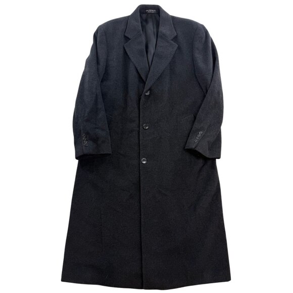 Weatherproof Garment Co Black Cashmere Blend Single Breasted Overcoat 42R Italy